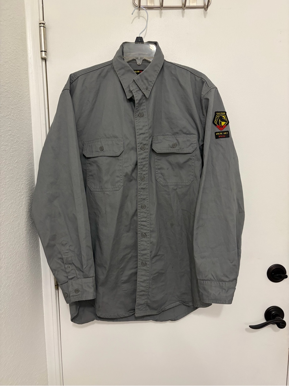 Black stallion, fire resistant men’s Button Front shirt